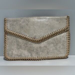 Gold Chain & String Stitched Clutch Handbag
